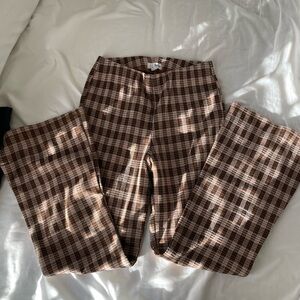 Plaid Flare Flood Crop Pants Size XS